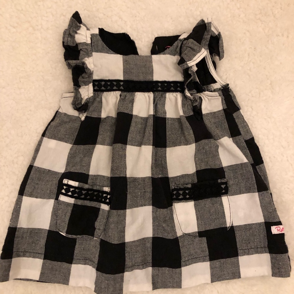 Ruffle Butts black and white check dress